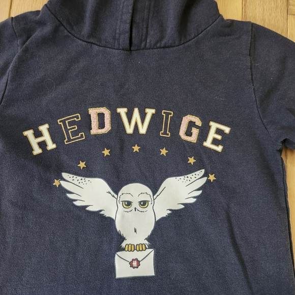 Harry Potter Hedwig Hoodie Sweatshirt Dress Girls Sz 8 Navy Owl Graphic Cosplay - Picture 2 of 14